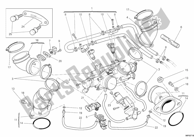 Toutes les pièces pour le Corps De Papillon du Ducati Monster 696 ABS 2013
